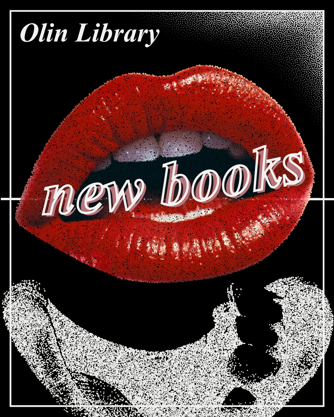 New books poster with red lips on black